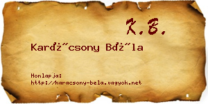 Karácsony Béla névjegykártya